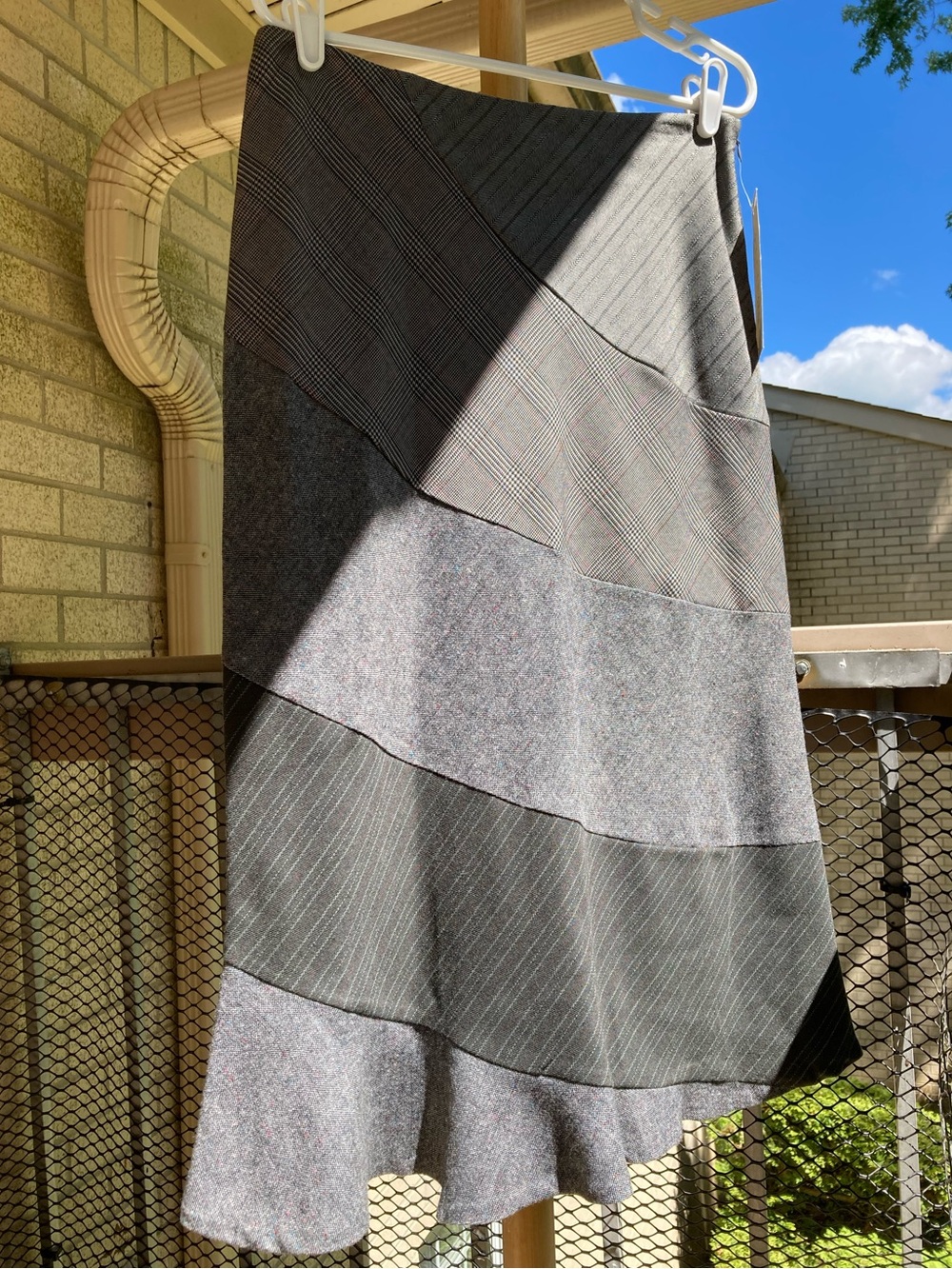 Vintage Allison Taylor Gray Mixed Prints Patchwork Striped Skirt Size 10 NWT - Picture 4 of 17
